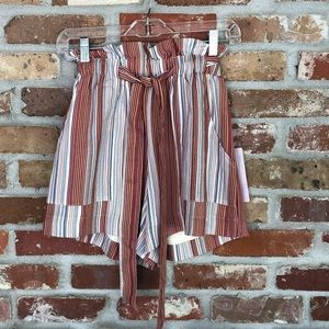 NWT Onetheland Striped Paperbag Waist Shorts